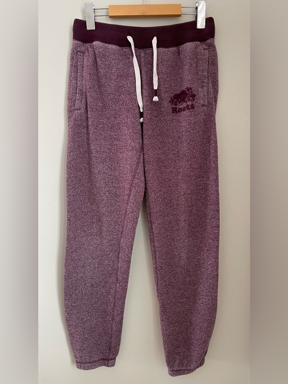 Roots Cabin Burgundy Salt and Pepper Logo Sweatpants Size XS Outdoor Canadian